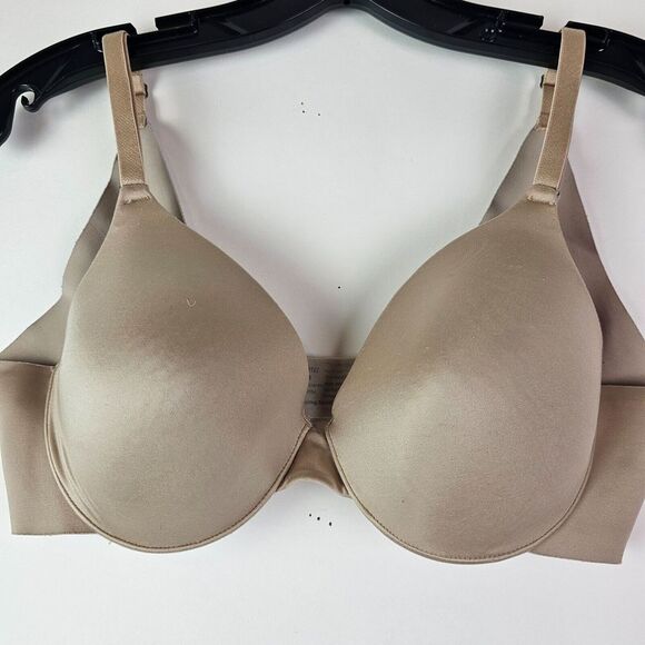Soma Vanishing Back Full Coverage Front Close Bra 36B‎ Beige Satin - Picture 1 of 6